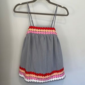 Entro Womens Cami Top Gray Spaghetti Strap Smocked Embroidered Square Neck Top S